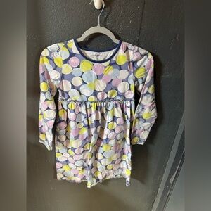 L.L. Bean Cotton Blue Green Purple Polka Dot Long Sleeve Dress Size 10